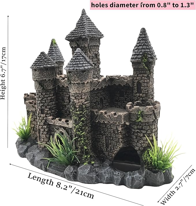 M2cbridge Aquarium Decor Castle Shipwreck Ornament Underwater Landscape(Mountain Castle)