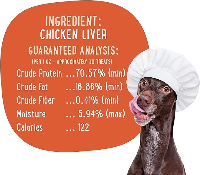 Grain-Free, All-Natural Freeze-Dried Chicken Liver Dog Treats - Made in The USA with Vital Essential Ingredients for Dogs, Including Puppy Training - 8 Ounce Treat Pouch
