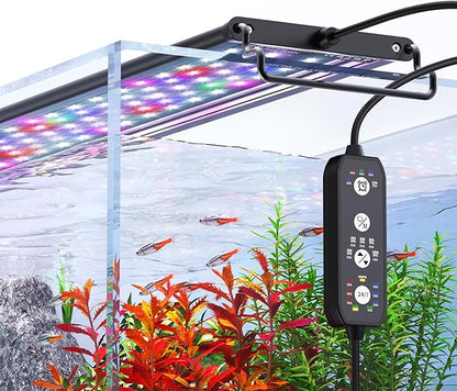 SEAOURA 24/7 Mode LED Aquarium Light for Plants-Sunrise-Daylight-Moonlight Mode, Fish Tank Light with Auto On/Off, 7 Colors, Adjustable Timer/Brightness for 30 Inch to 36 Inch Freshwater Tank, 24W