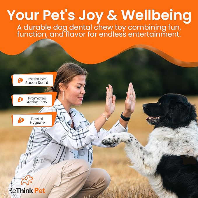 Dental Munch Ring Pet Toy, Bacon-Scented Nylon Dog Bones, Savor-Stimulating Flavored Dog Chew Toys, Long-Lasting and Durable Dog Toys for Boredom