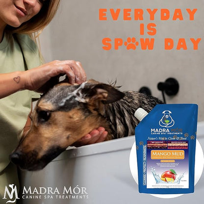Worldwide Nutrition Bundle: Madra Mor Mango Mud - Dog Essentials Mud Bath, Dog Grooming, Dry Skin for Dogs Treatment, Dog Coat Skin Care Products - 10oz Pouch & Multi-Purpose Key Chain