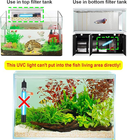 13W Aquarium UV Sterilizer for 70-200 Gallon Fish Tank Light Aquarium Algae Clean Light Green Killing Machine Algae Remover