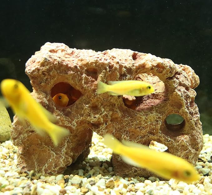 ALEGI Large Aquarium Decorations Hideouts, Resin Aquarium Rock Mountain Hideaway Caves,Artificial Sea Coral Fish Tank Decoration