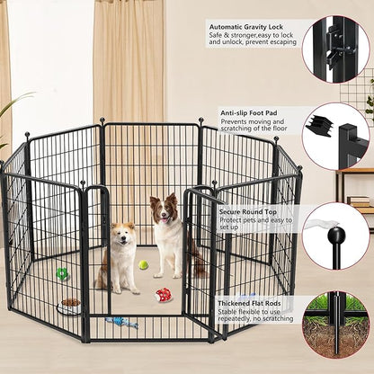 Dog Playpen 40 inch 20 Panels Indoor Outdoor Dog Pen for Large/Medium/Small Dogs Heavy Duty Metal Dog Fence Outdoor for Yard, Puppy Playpen with Door Portable Pet Fence for RV Camping Yard