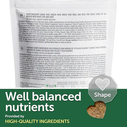 Nature's Protection Low Calorie Dog Treats for Training - Perfect for Small, Medium & Large Breed Dogs with Light Fur (Superior Care - White Fish & Rice, 5.29 oz)