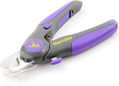 Hertzko Dog Nail Clippers with LED Light for Large & Medium Dogs - Violet Cat Nail Clipper with Replacement Blade & Nail File, Purple Nail Clippers for Dogs, Grooming Paw Pads, Circular Blade