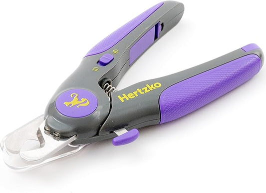 Hertzko Dog Nail Clippers with LED Light for Large & Medium Dogs - Violet Cat Nail Clipper with Replacement Blade & Nail File, Purple Nail Clippers for Dogs, Grooming Paw Pads, Circular Blade