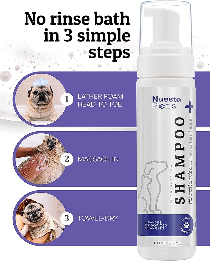 Pets Waterless No-Rinse Pet Shampoo | Soothing Hypoallergenic Gentle | time-Saving Stress-Free foaming Cleanser (3 8 fl oz Bottles Lavender)