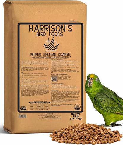 Harrison's Bird Foods Pepper Lifetime Coarse Certified Organic Non-GMO Formula Bird Food 25lb