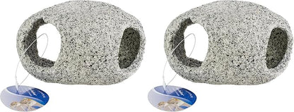 Penn-Plax Deco-Replicas Granite Aquarium Ornament & Hideaway – Realistic Stone Appearance – Safe for Freshwater and Saltwater Tanks – Large Size (Pack of 2)
