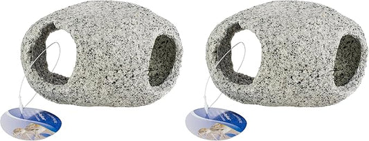 Penn-Plax Deco-Replicas Granite Aquarium Ornament & Hideaway – Realistic Stone Appearance – Safe for Freshwater and Saltwater Tanks – Large Size (Pack of 2)