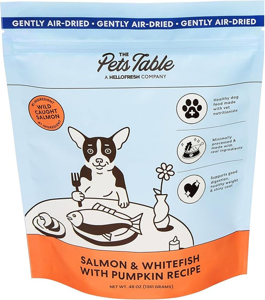 The Pets Table Salmon & Whitefish with Pumpkin Grain Free Air Dried Dog Food, 3 lb / 48 oz Bag