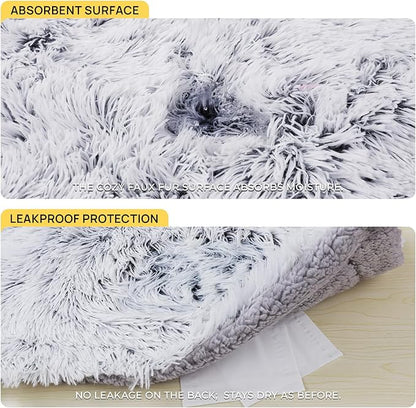 Luciphia Large Waterproof Dog Blanket Pet Washable Liquid Proof Furniture Protector Small Shaggy Plush Calming Long Faux Fur Bed Cover for Couch Cat Blankets for Kitten Doggy, Mist Grey, 30" x 40"