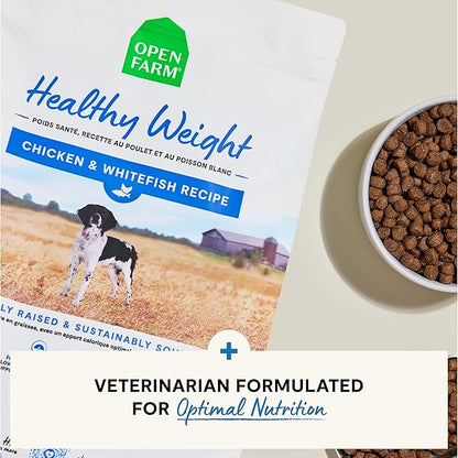 Open Farm, Healthy Weight Dog Food, Veterinarian Formulated High-Protein & Low-Calorie Dry Dog Food for Weight Management, Supports Metabolism & Mobility, Chicken & Whitefish Recipe, 4lb Bag