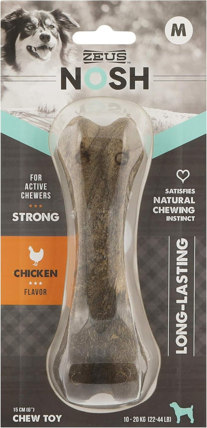 ZEUS Nosh Strong Dog Chew Bones, Dog Chew Toys for Aggressive Chewers, Long Lasting Chicken Flavor, Medium