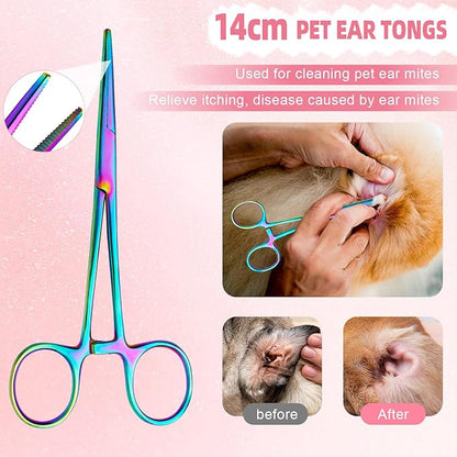 Dog Grooming Scissors,Rainbow Curved Chunkers Shears with Safety Round Tips,Sharp and Durable 6 in 1 Dog Scissors for Grooming