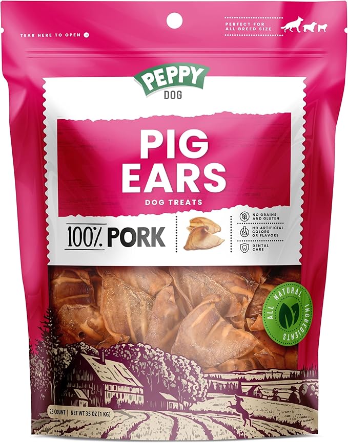 Full Pig Ears for Dogs (25 Count, 2.3 lb) | Natural Single Ingredient Dog Treats | Rawhide Alternative | Healthy Chews by Gnaws