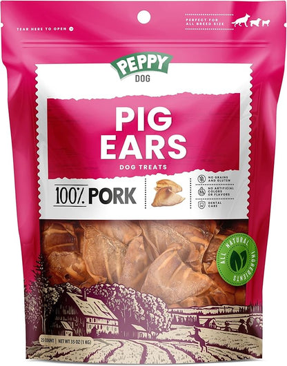 Full Pig Ears for Dogs (25 Count, 2.3 lb) | Natural Single Ingredient Dog Treats | Rawhide Alternative | Healthy Chews by Gnaws