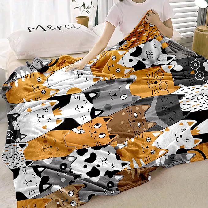Cat Blanket, Cats Gifts for Girls Women, Cat Gift for Cats Lovers, Birthday Gifts Decor Throw Blanket 50"x60"
