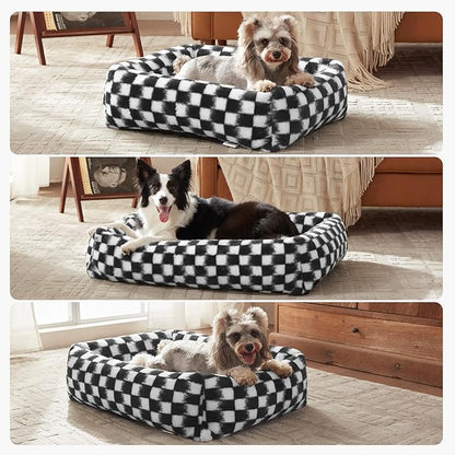 JOEJOY Large Dog Beds Large Sized Dog, Rectangle Washable Orthopedic Corduroy Fleece Pet Bed with Removable Zipper Cover, Cute Soft Calming Puppy Bed with Non Skid Bottom