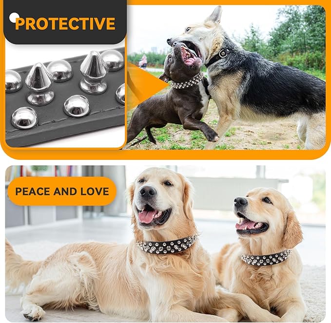 PETCARE Spiked Dog Collar Black Soft Pu Leather Funny Mushrooms Rivet Spike Studded Puppy Collar Adjustable Outdoor Pet Dog Collar for Small Medium Large Dogs Cats Chihuahua Pug Pit Bull Dog Collars