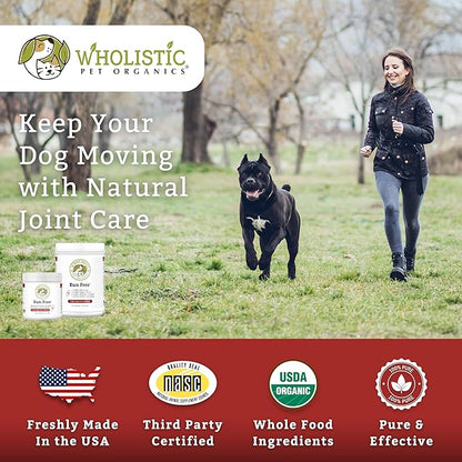 Wholistic Pet Organics Joint Supplement for Dogs - 1 Lb - Daily Dog Hip and Joint Supplement with Glucosamine Chondroitin & MSM to Support Mobility - All Breeds & Ages - Organic Glucosamine for Dogs