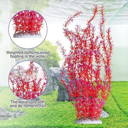 Hamiledyi Aquarium Plastic Plants Aquarium Decor Artificial Fish Tank Plants,Tall Fish Tank Decorations, Extra Large Aquarium Plant 23.6-inch Tall,2PCSï¼_edï¼