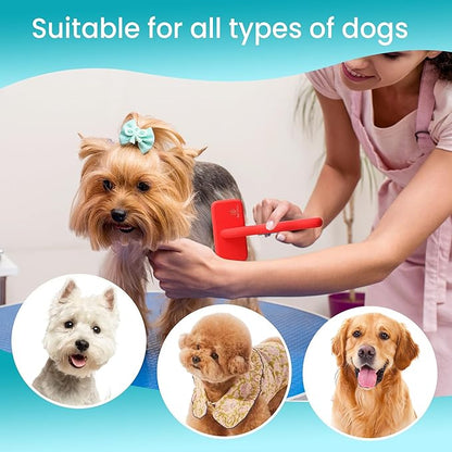 Fenice Peak Slicker Brush for Dogs Red Wooden Dog Brush Pet Comb for Poodles Goldendoodles Easy to Remove Tangles Dirt and Loose Hair Professional Dog Grooming Brush