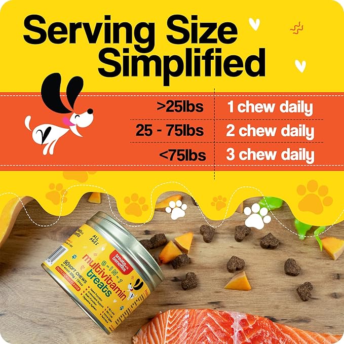 Dog Allergy Relief  8 in 1 Multivitamin Dog Chewables for Senior Dogs Allergies - Antioxidant Superfood Pet Vitamins for Digestion, Hip, Joint, Heart, Brain Health, 90 Soft Chews