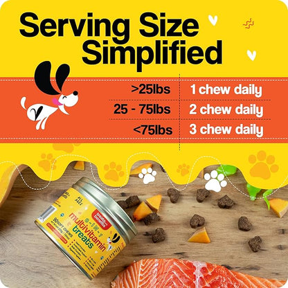 Dog Allergy Relief  8 in 1 Multivitamin Dog Chewables for Senior Dogs Allergies - Antioxidant Superfood Pet Vitamins for Digestion, Hip, Joint, Heart, Brain Health, 90 Soft Chews