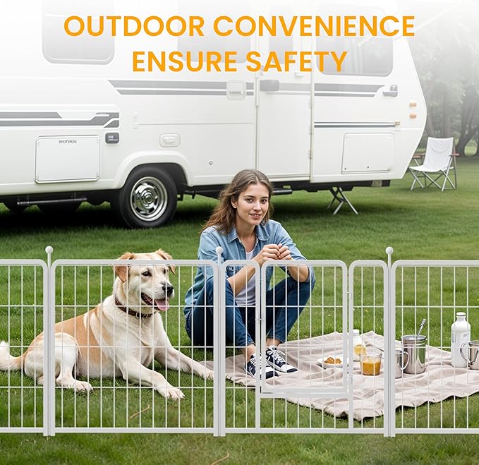 Dog Playpen 40 Inch 16 Panels, Ideal Dog Fence for Small/Medium/Large Dogs Indoor & Outdoor Bliss, Perfect Dog Pen for Camping, Yard, RV, Garden Fence, White