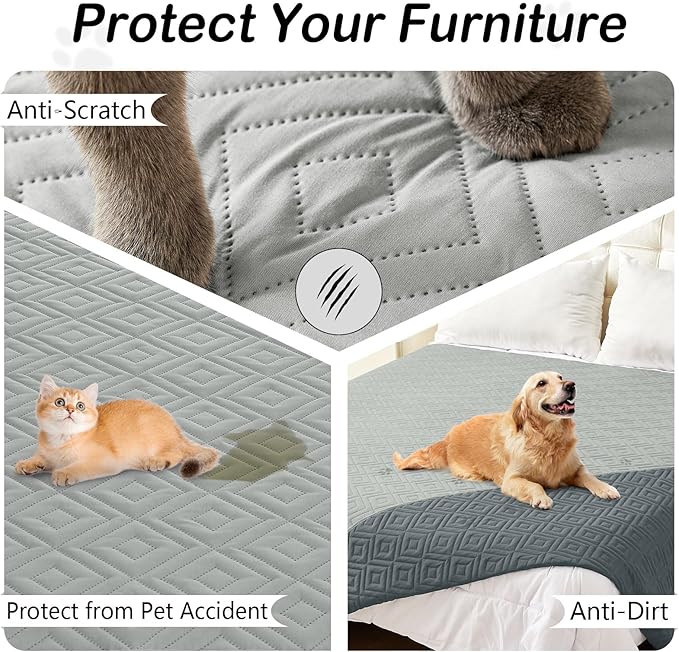 hyha Waterproof Dog Blanket, Soft Pet Bed Blankets, Waterproof Sofa Couch Cover for Dogs Washable, Reversible Pet Couch Covers for Sofa Furniture (30x80 Inch, Grey/Dark Grey)