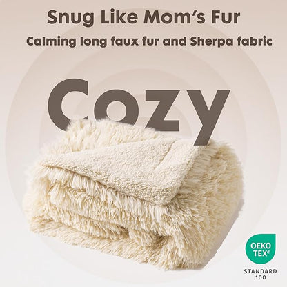 gogobunny Waterproof Dog Blanket for Large Dogs, Cats, Puppy, Reversible Faux Fur Pet Throw Blanket, Washable, Calming Furniture Protection for Sofa Bed (40x50 Inch (Pack of 1), Beige)