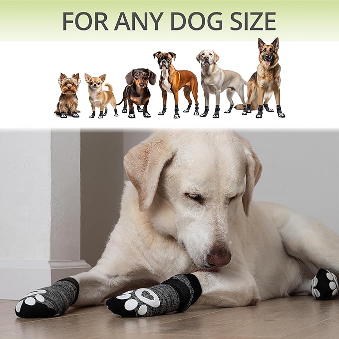 Anti Slip Dog Socks for Hardwood Floors, 6 Pack | Dog Socks to Prevent Licking Paws and Add Traction | Paw Protection for Senior Dogs | Dog Booties Alternative - XXS