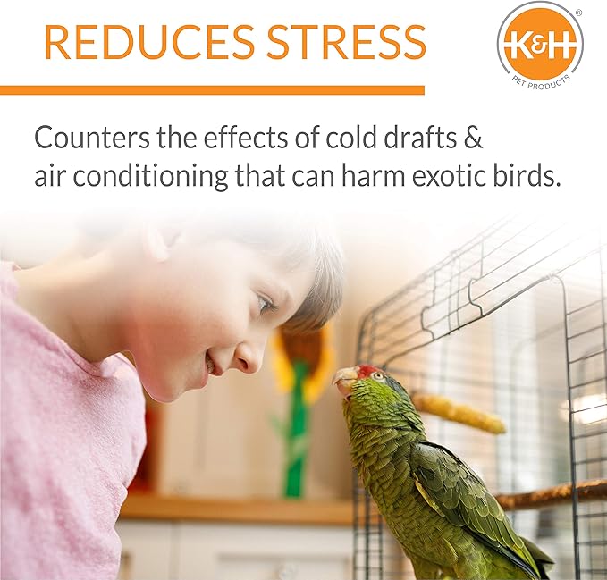 K&H Pet Products Snuggle-Up Bird Cage Heater, Bird Cage Accessory, Exotic Avian Warming Panel for Medium/Large Exotics Like Parrot, Cockatoo, Macaw, African Gray - Large 7 X 4in Gray 12V