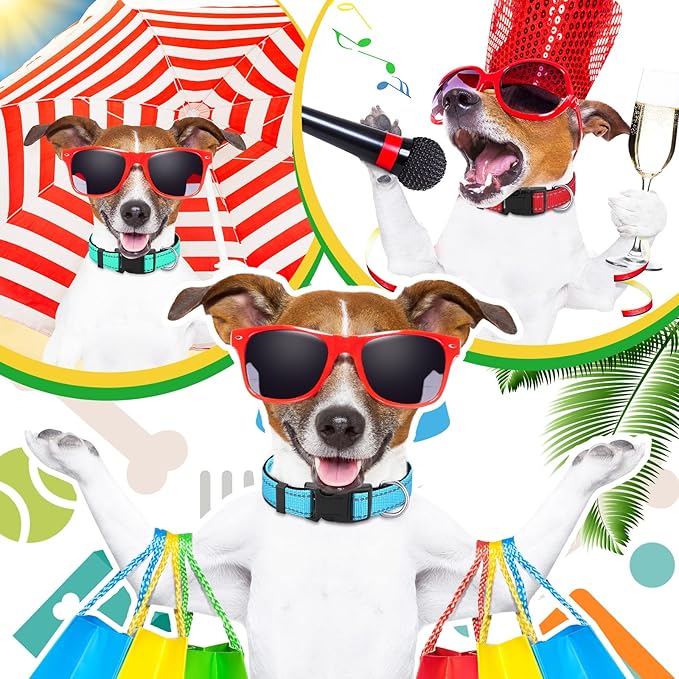 6 Pcs Reflective Dog Collar Soft Padded Breathable Adjustable Nylon Pet Collar with Safety Locking Buckle for Dogs Cats Puppy Pets Accessories(Small,Fresh Color)