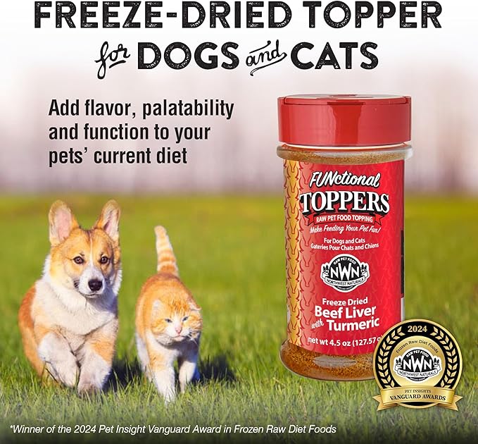 Northwest Naturals Freeze-Dried Beef Liver with Turmeric - Functional Topper for Dogs and Cats- Healthy, Limited Ingredients, Human Grade Pet Food, All Natural - 4.5 Oz (Pack of 2)
