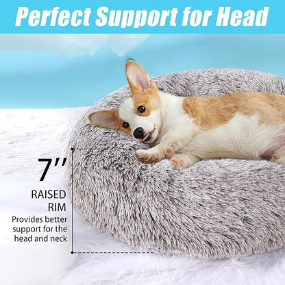 HYQ Small Dog Bed, Pet Beds for Small Dogs, Cat Beds for Indoor Cats, Fluffy Faux Fur Plush Small Dog Bed, Washable Puppy Bed with Anti-Slip Bottom, Dog Bed Small Size Dog (Coffee, 17 Inch)