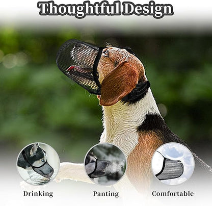 Dog Muzzle, Breathable Soft Muzzle for Extra Small Dogs to Anti & Prevent Barking Biting Chewing, Reflective & Adjustable Basket Muzzle with Air Mesh for Dachshund Black XS