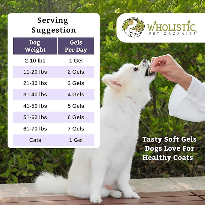 Wholistic Pet Organics Krill Oil for Dogs - Dog Itching Skin Relief & Joint Health - Omega 3 Supplement for Skin & Coat Support, Allergy Relief, Senior Dog Supplements, and Healthy Coat for Dogs