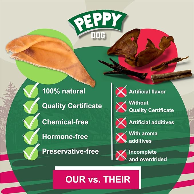 Healthy Half Pig Ears 100 pcs | Natural Single Ingredient Dog Treats | Rawhide Alternative Chews | Dental Snack for All Breeds