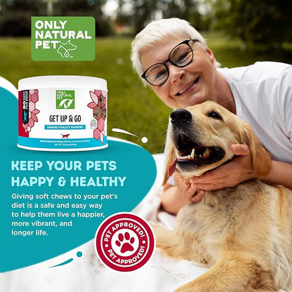 Only Natural Pet Get Up & Go Herbal Joint Support Supplement for Dogs - Holistically Formulated with Corydalis & Turmeric Hip & Joint Daily Vitamin for Senior Dog - Bacon Flavor - 60 Soft Chews