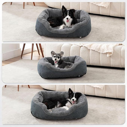 INVENHO Medium Dog Beds for Medium Dogs Washable, Rectangle Dog Bed Medium Size Dog, Orthopedic Dog Bed, Warming Soft Calming Sleeping Puppy Bed Durable Pet Bed with Anti-Slip Bottom M(30"x24"x9")