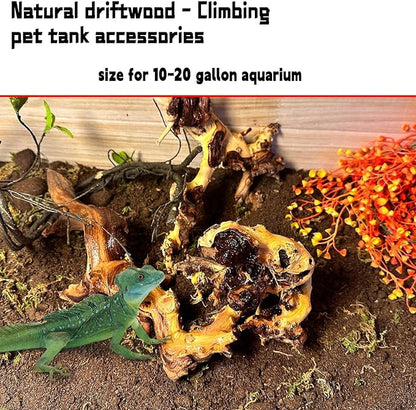 Hamiledyi Aquarium Driftwood 3PCS Natural Trunk Driftwood Assorted Branches 8-12" Reptile Wood Decor Terrarium Ornament Fish Tank Decoration