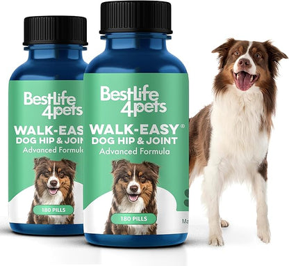 Advanced Hip and Joint Supplement for Dogs, Natural Extra Strength Dog Arthritis Pain Relief & Anti Inflammatory for Dogs Helps Limping, Mobility Issues, Hip Dysplasia, ACL Tears, 180 Tiny Pills