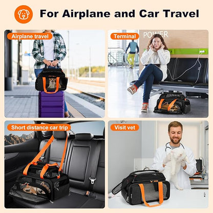 17x12x8.3 TSA Approved Expandable pet Carrier for Extra-Small Dog Under 6-8 lbs,Small-Medium cat Under 10 lbs,for jetblue and Other Airlines only Have 8.5'' Height Space underseat