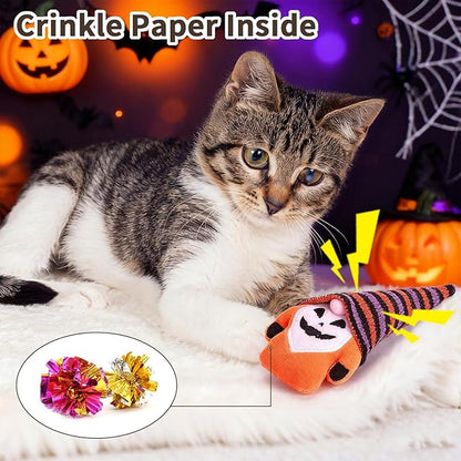 Retro Shaw Cat Toys, Halloween Gnomes 3Pcs, Crinkle Sound Catnip Toys for Indoor Cats Kitten, Interactive Cat Nip Chew Kitty Kicker Toy for All Pet Breeds