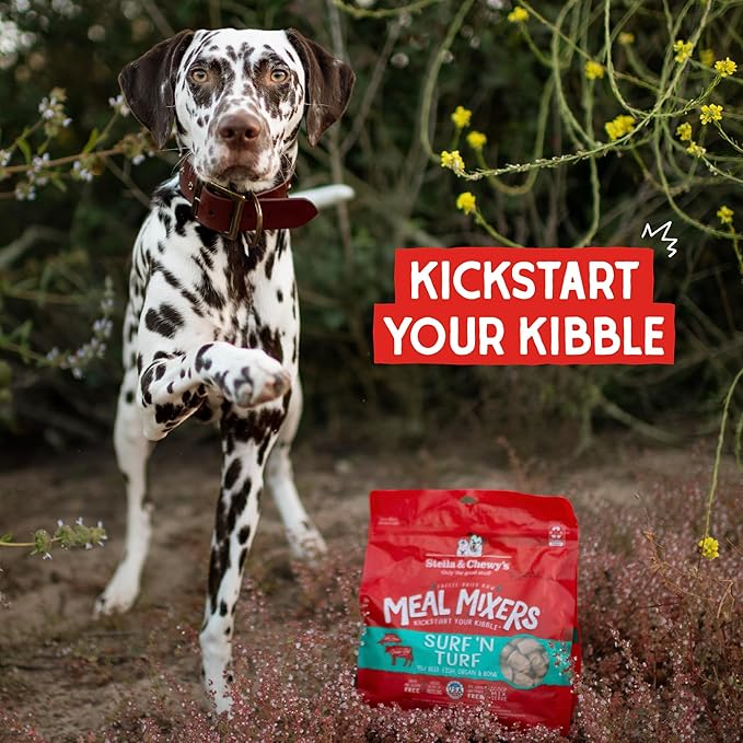 Stella & Chewy's Freeze Dried Raw Surf & Turf Meal Mixer  Dog Food Topper for Small & Large Breeds  Grain Free, Protein Rich Recipe  8 oz Bag