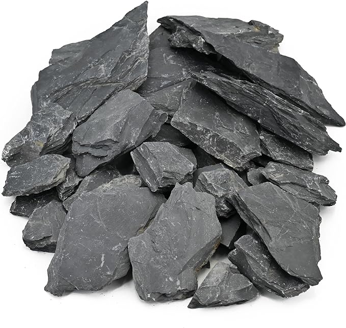 Unocho Natural Slate Stone Reptile Basking Platform Rock 10LB Fish Tank Rocks for Aquascaping Terrarium Decoration&Reptile Habitats Tortoise Enclosures (2-6 inches)