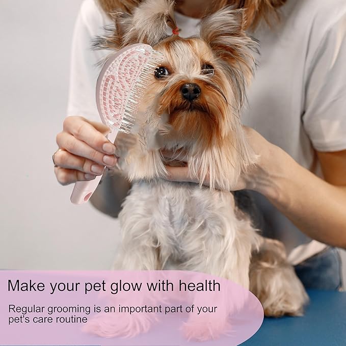 Eco-Friendly Detangling Pin Brush for Dogs and Cats | Ergonomic Handle Pet Brush for Wet or Dry Hair, Gentle Grooming Tool for Pets, Pink